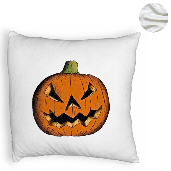 Perna Decorativa Fluffy cu motiv Dovleac de Halloween 2, 40x40 cm, Alba, Husa Detasabila, Burduf 6 40x40 cm