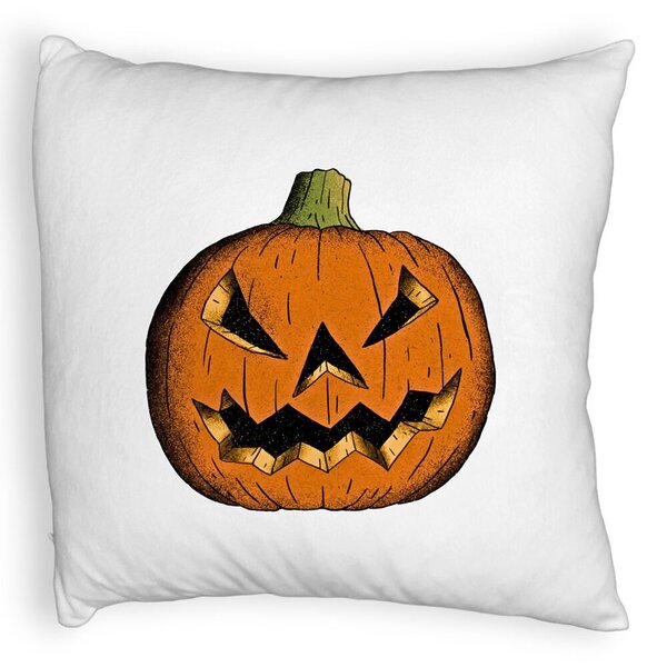 Perna Decorativa Fluffy cu motiv Dovleac de Halloween 2, 40x40 cm, Alba, Husa Detasabila, Burduf 5 Perna Decorativa Fluffy cu motiv Dovleac de Halloween 2