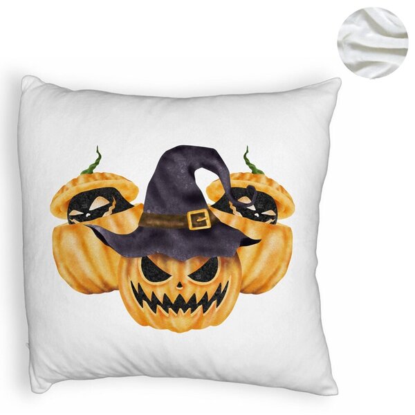 Perna Decorativa Fluffy cu motiv Dovleac de Halloween 3, 40x40 cm, Alba, Husa Detasabila, Burduf 6 40x40 cm