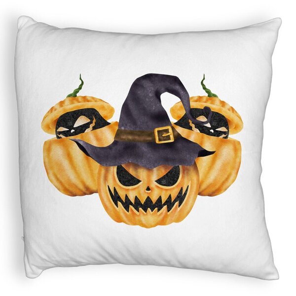 Perna Decorativa Fluffy cu motiv Dovleac de Halloween 3, 40x40 cm, Alba, Husa Detasabila, Burduf 5 Perna Decorativa Fluffy cu motiv Dovleac de Halloween 3