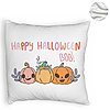 Perna Decorativa Fluffy cu motiv Dovleac si Text de Halloween, Multicolor, 40x40 cm, Alba, Husa Detasabila, Burduf 8 Multicolor