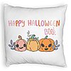 Perna Decorativa Fluffy cu motiv Dovleac si Text de Halloween, Multicolor, 40x40 cm, Alba, Husa Detasabila, Burduf 7 Perna Decorativa Fluffy cu motiv Dovleac si Text de Halloween