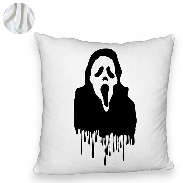 Perna Decorativa Fluffy cu motiv Fantoma de Halloween 1, 40x40 cm, Alba, Husa Detasabila, Burduf 6 40x40 cm
