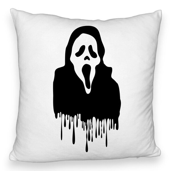 Perna Decorativa Fluffy cu motiv Fantoma de Halloween 1, 40x40 cm, Alba, Husa Detasabila, Burduf 5 Perna Decorativa Fluffy cu motiv Fantoma de Halloween 1