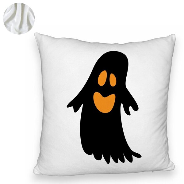 Perna Decorativa Fluffy cu motiv Fantoma de Halloween 2, 40x40 cm, Alba, Husa Detasabila, Burduf 6 40x40 cm