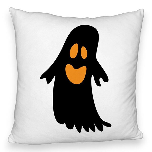 Perna Decorativa Fluffy cu motiv Fantoma de Halloween 2, 40x40 cm, Alba, Husa Detasabila, Burduf 5 Perna Decorativa Fluffy cu motiv Fantoma de Halloween 2