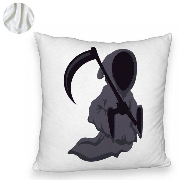Perna Decorativa Fluffy cu motiv Fantoma de Halloween 3, 40x40 cm, Alba, Husa Detasabila, Burduf 6 40x40 cm