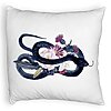 Perna Decorativa Fluffy cu motiv Sarpe si Flori de Halloween, 40x40 cm, Alba, Husa Detasabila, Burduf 7 Perna Decorativa Fluffy cu motiv Sarpe si Flori de Halloween