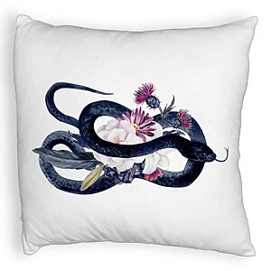 Perna Decorativa Fluffy cu motiv Sarpe si Flori de Halloween