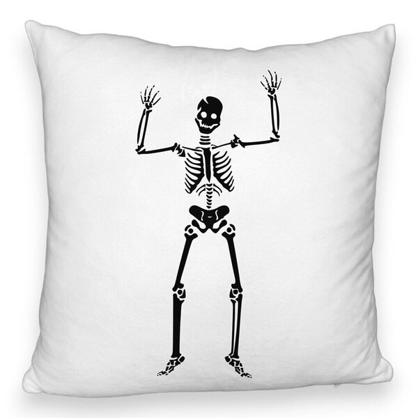 Perna Decorativa Fluffy cu motiv Sechelet de Halloween 1, 40x40 cm, Alba, Husa Detasabila, Burduf 5 Perna Decorativa Fluffy cu motiv Sechelet de Halloween 1