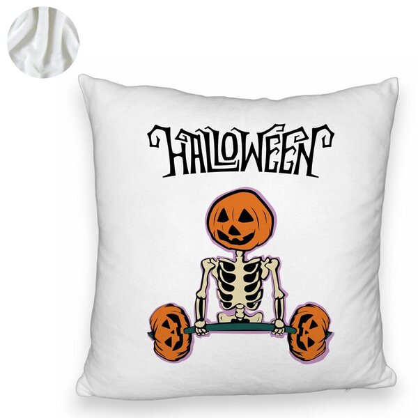 Perna Decorativa Fluffy cu motiv Sechelet de Halloween 2, 40x40 cm, Alba, Husa Detasabila, Burduf 6 40x40 cm