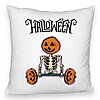 Perna Decorativa Fluffy cu motiv Sechelet de Halloween 2, 40x40 cm, Alba, Husa Detasabila, Burduf 7 Perna Decorativa Fluffy cu motiv Sechelet de Halloween 2