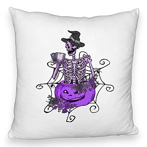 Perna Decorativa Fluffy cu motiv Sechelet de Halloween 4