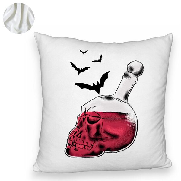 Perna Decorativa Fluffy cu motiv Sticla Craniu de Halloween 1, 40x40 cm, Alba, Husa Detasabila, Burduf 6 40x40 cm