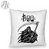 Perna Decorativa Fluffy cu motiv The Grim Reaper, de Halloween, 40x40 cm, Alba, Husa Detasabila, Burduf 8 de Halloween