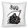 Perna Decorativa Fluffy cu motiv The Grim Reaper, de Halloween, 40x40 cm, Alba, Husa Detasabila, Burduf 7 Perna Decorativa Fluffy cu motiv The Grim Reaper