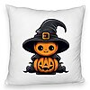 Perna Decorativa Fluffy cu motiv de Halloween 1, 40x40 cm, Alba, Husa Detasabila, Burduf 7 Perna Decorativa Fluffy cu motiv de Halloween 1
