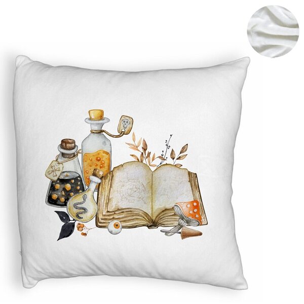 Perna Decorativa Fluffy cu motiv de Halloween 11, 40x40 cm, Alba, Husa Detasabila, Burduf 6 40x40 cm