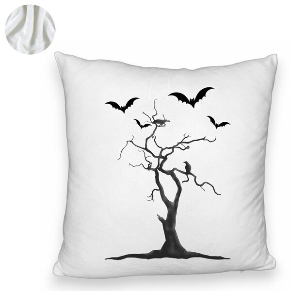 Perna Decorativa Fluffy cu motiv de Halloween 3, 40x40 cm, Alba, Husa Detasabila, Burduf 6 40x40 cm