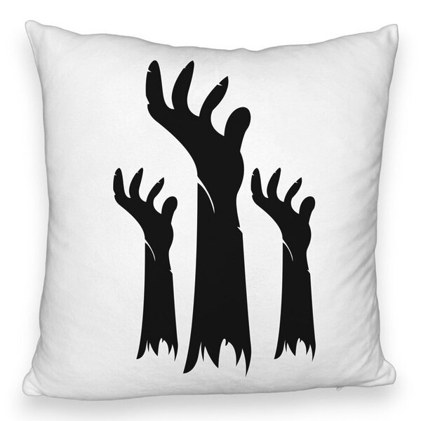 Perna Decorativa Fluffy cu motiv de Halloween 5, 40x40 cm, Alba, Husa Detasabila, Burduf 5 Perna Decorativa Fluffy cu motiv de Halloween 5
