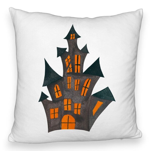 Perna Decorativa Fluffy cu motiv de Halloween 6, 40x40 cm, Alba, Husa Detasabila, Burduf 5 Perna Decorativa Fluffy cu motiv de Halloween 6