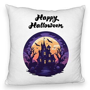 Perna Decorativa Fluffy cu motiv de Halloween si Text