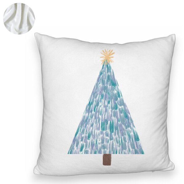 Perna Decorativa Fluffy cu tematica Craciun, Brad, 3, 40x40 cm, Alba, Husa Detasabila, Burduf 6 Brad