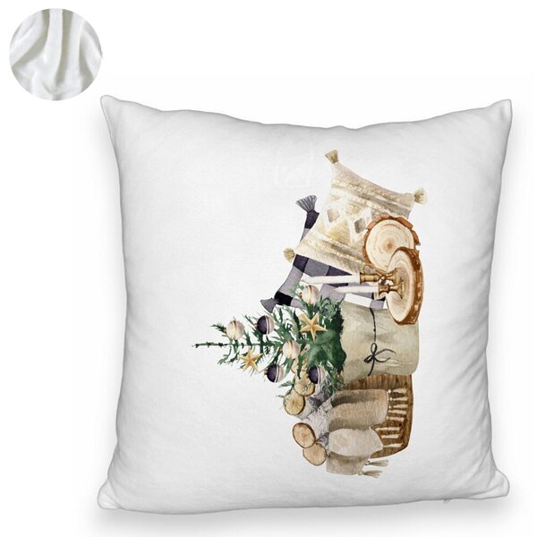 Perna Decorativa Fluffy cu tematica de Craciun, 17, 40x40 cm, Alba, Husa Detasabila, Burduf 14 17