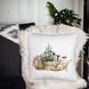Perna Decorativa Fluffy cu tematica de Craciun, 17, 40x40 cm, Alba, Husa Detasabila, Burduf 21 40x40 cm