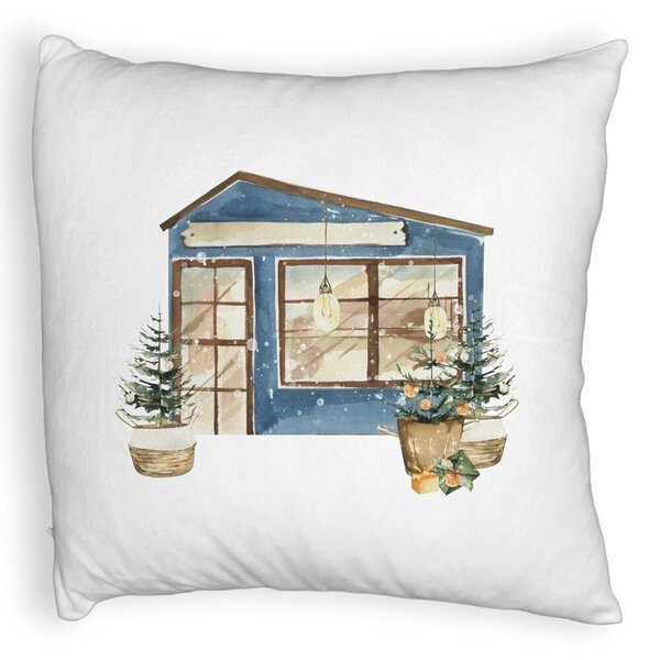 Perna Decorativa Fluffy cu tematica de Craciun, 2, 40x40 cm, Alba, Husa Detasabila, Burduf 5 Perna Decorativa Fluffy cu tematica de Craciun
