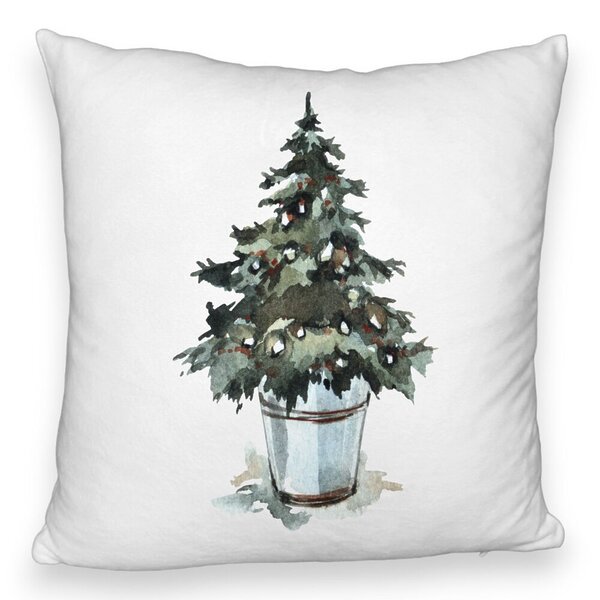 Perna Decorativa Fluffy cu tematica de Craciun, Brad 1, 40x40 cm, Alba, Husa Detasabila, Burduf 5 Perna Decorativa Fluffy cu tematica de Craciun