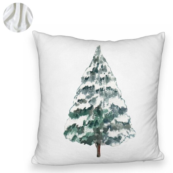 Perna Decorativa Fluffy cu tematica de Craciun, Brad 2, 40x40 cm, Alba, Husa Detasabila, Burduf 6 Brad 2