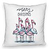 Perna Decorativa Fluffy cu tematica de Craciun, Flamingo si Text, 40x40 cm, Alba, Husa Detasabila, Burduf 7 Perna Decorativa Fluffy cu tematica de Craciun