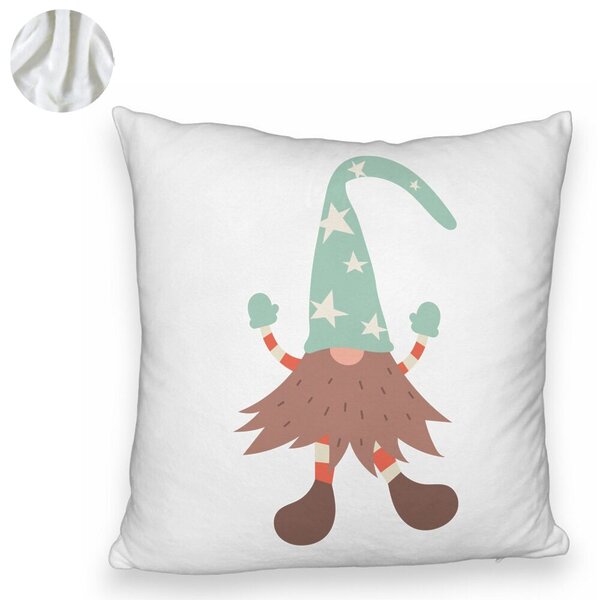 Perna Decorativa Fluffy cu tematica de Craciun, Gnom 3 40x40 cm, Alba, Husa Detasabila, Burduf 6 Gnom 3 40x40 cm