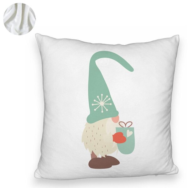 Perna Decorativa Fluffy cu tematica de Craciun, Gnom 4, 40x40 cm, Alba, Husa Detasabila, Burduf 6 Gnom 4