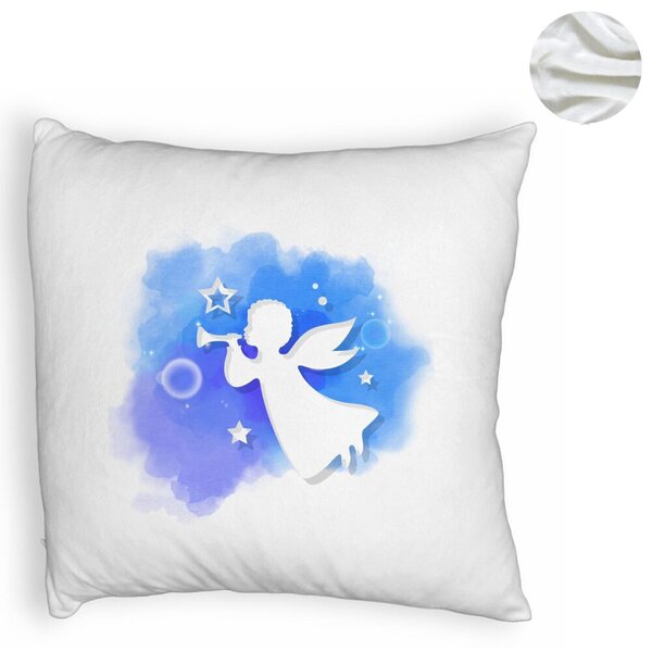 Perna Decorativa Fluffy cu tematica de Craciun, Inger, 40x40 cm, Alba, Husa Detasabila, Burduf 6 Inger