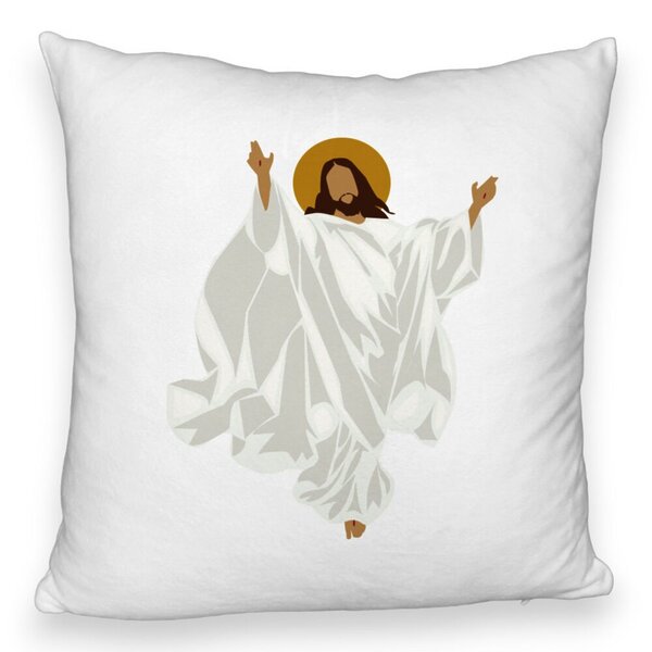 Perna Decorativa Fluffy cu tematica de Craciun, Isus Hristos, 40x40 cm, Alba, Husa Detasabila, Burduf 5 Perna Decorativa Fluffy cu tematica de Craciun