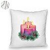 Perna Decorativa Fluffy cu tematica de Craciun, Lumanari 5, 40x40 cm, Alba, Husa Detasabila, Burduf 8 Lumanari 5