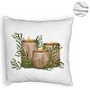 Perna Decorativa Fluffy cu tematica de Craciun, Lumanari, 6, 40x40 cm, Alba, Husa Detasabila, Burduf 8 Lumanari