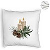 Perna Decorativa Fluffy cu tematica de Craciun, Lumanari, 8, 40x40 cm, Alba, Husa Detasabila, Burduf 8 Lumanari