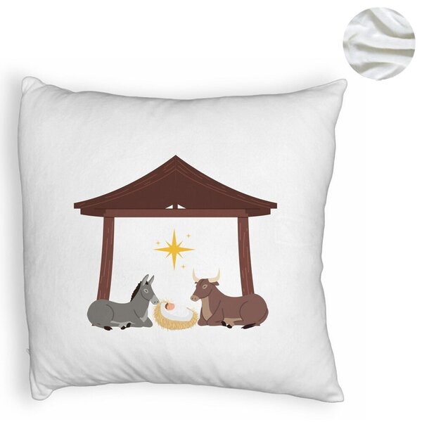 Perna Decorativa Fluffy cu tematica de Craciun, Nasterea Sperantei, 40x40 cm, Alba, Husa Detasabila, Burduf 6 Nasterea Sperantei