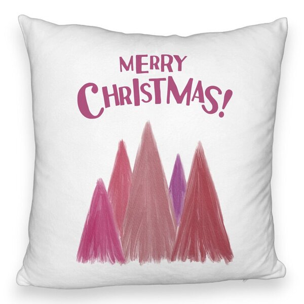 Perna Decorativa Fluffy de Craciun Brazi color si text, 40x40 cm, Alba, Husa Detasabila, Burduf 5 Perna Decorativa Fluffy de Craciun Brazi color si text