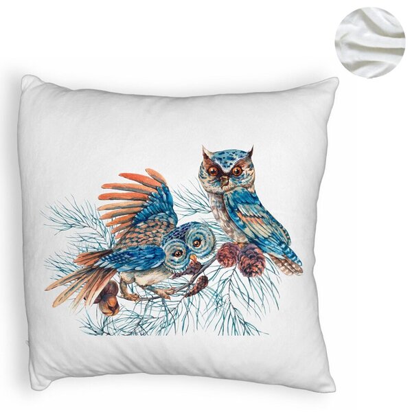 Perna Decorativa Fluffy de Craciun Bufnita Colorfull, 40x40 cm, Alba, Husa Detasabila, Burduf 6 40x40 cm