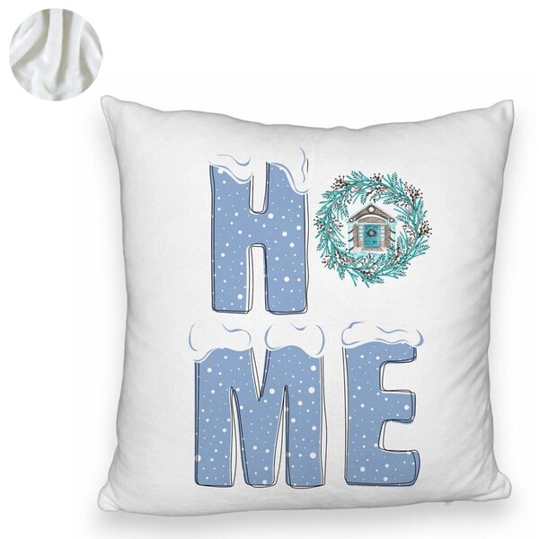 Perna Decorativa Fluffy de Craciun, HOME, 40x40 cm, Alba, Husa Detasabila, Burduf 6 HOME