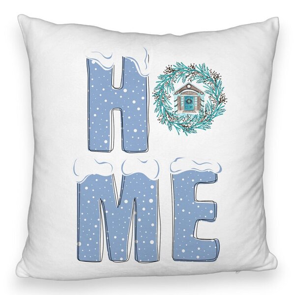 Perna Decorativa Fluffy de Craciun, HOME, 40x40 cm, Alba, Husa Detasabila, Burduf 5 Perna Decorativa Fluffy de Craciun