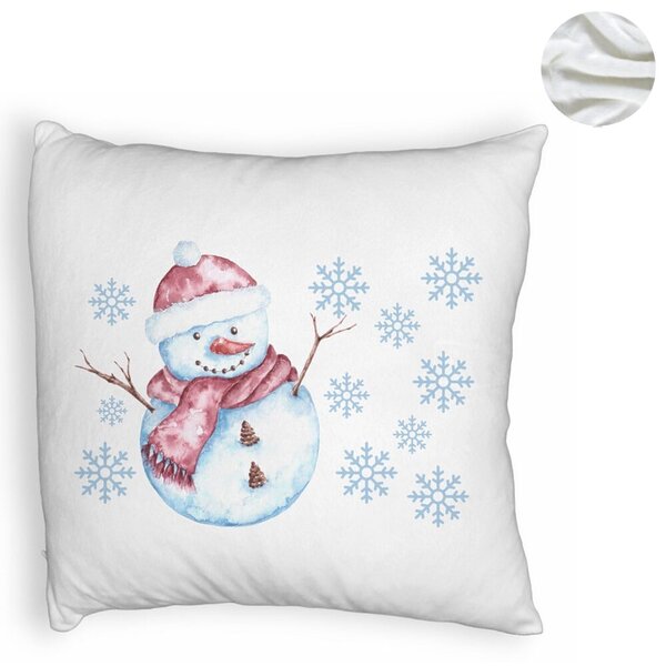 Perna Decorativa Fluffy de Craciun Om de Zapada, 1, 40x40 cm, Alba, Husa Detasabila, Burduf 6 1