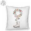 Perna Decorativa Fluffy de Craciun, Patine gheata si Coronita, 40x40 cm, Alba, Husa Detasabila, Burduf 8 Patine gheata si Coronita