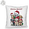 Perna Decorativa Fluffy de Craciun cu Catelusi si Text, 40x40 cm, Alba, Husa Detasabila, Burduf 8 40x40 cm