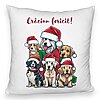Perna Decorativa Fluffy de Craciun cu Catelusi si Text, 40x40 cm, Alba, Husa Detasabila, Burduf 7 Perna Decorativa Fluffy de Craciun cu Catelusi si Text