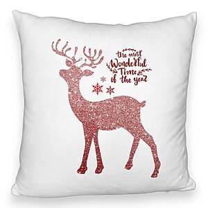 Perna Decorativa Fluffy de Craciun cu Ren si Text 1